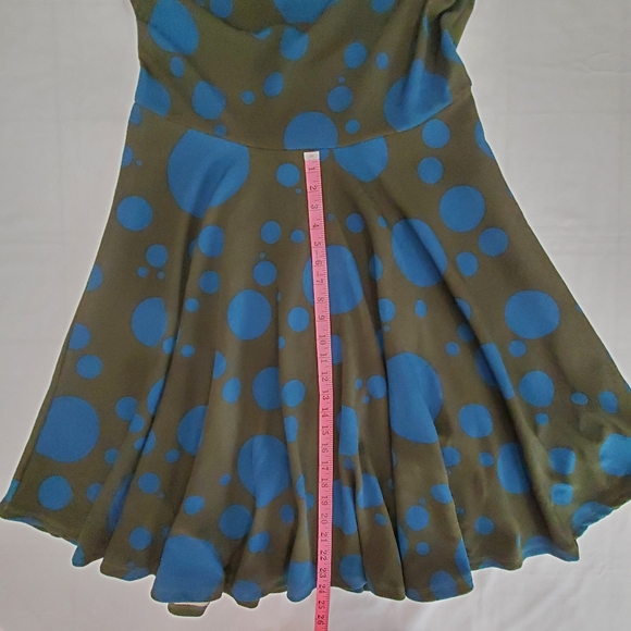 LuLaRoe Nicole Women's Fit & Flare Dress Green Blue Circle Design Size 3XL  NWT - Picture 7 of 11
